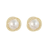 Spiral Zircon Pearl Earrings, 14K Plated, Christmas Party Girls Accessories