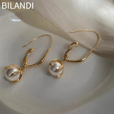 Bilandi Pearl Earrings Metal Dangle Earrings For Women