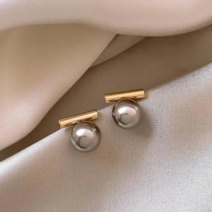 14K Plated Grey Pearl Earrings for Women