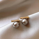 14K Plated Grey Pearl Earrings for Women
