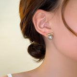 14K Plated Grey Pearl Earrings for Women