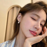 Metal X-shaped Pearl Pendant Stud Earrings Girl's Accessories