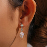 925 Silver Pearl Star Hoop Earrings Zircon Pendant Gift