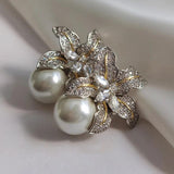 Flower Simulated Pearl Stud Earrings for Women Engagement Wedding Accessories
