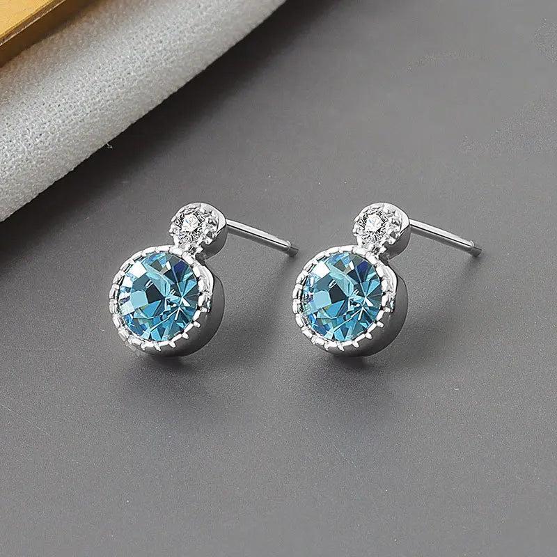 925 Silver Zircon Gemstone Drop Earrings for Women Wedding Party Gift