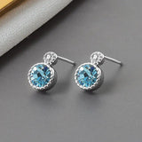 925 Silver Zircon Gemstone Drop Earrings for Women Wedding Party Gift