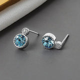 925 Silver Zircon Gemstone Drop Earrings for Women Wedding Party Gift