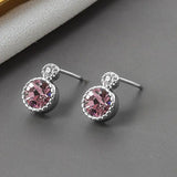 925 Silver Zircon Gemstone Drop Earrings for Women Wedding Party Gift