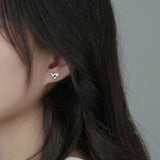 925 Silver Zircon Butterfly Stud Earrings Women Minimalist Jewelry