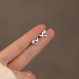 925 Silver Zircon Butterfly Stud Earrings Women Minimalist Jewelry