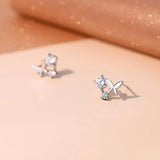 925 Silver Zircon Butterfly Stud Earrings Women Minimalist Jewelry