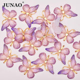 10Pcs Large Sewing Purple Butterfly Resin Rhinestone Applique Crystal Stone