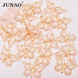 10Pcs Large Sewing Purple Butterfly Resin Rhinestone Applique Crystal Stone