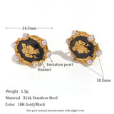 Vintage Oval Shape Pearl Portrait Stud Earring Jewelry For Ladies