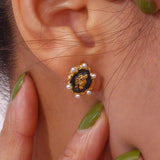 Vintage Oval Shape Pearl Portrait Stud Earring Jewelry For Ladies
