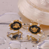Vintage Oval Shape Pearl Portrait Stud Earring Jewelry For Ladies