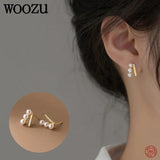 925 Silver Pearl Piercing Stud Earrings Women Wedding Charms Jewelry