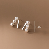 925 Silver Pearl Piercing Stud Earrings Women Wedding Charms Jewelry