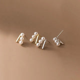 925 Silver Pearl Piercing Stud Earrings Women Wedding Charms Jewelry
