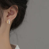 925 Silver Pearl Piercing Stud Earrings Women Wedding Charms Jewelry