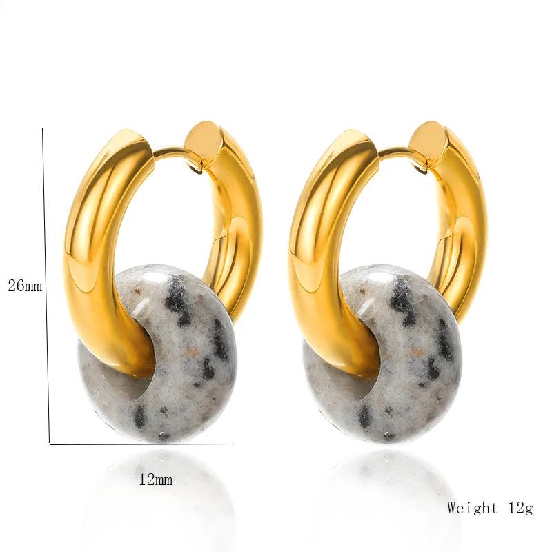 Multicolor Stone Donut Earrings with Hoops