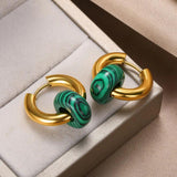 Multicolor Stone Donut Earrings with Hoops