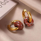 Multicolor Stone Donut Earrings with Hoops