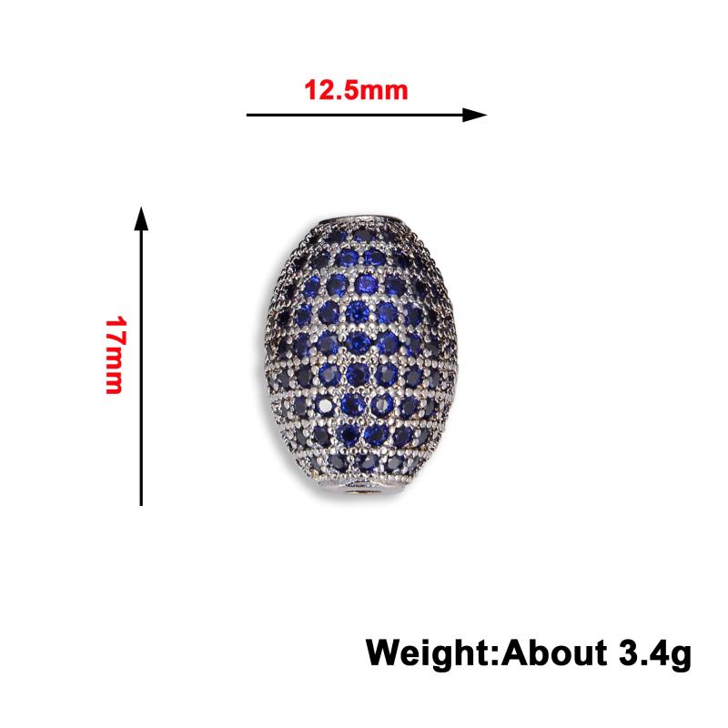 Zircon Inlay Beaded Oval Pendant for Jewelry Making