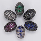 Zircon Inlay Beaded Oval Pendant for Jewelry Making