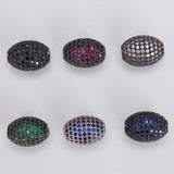 Zircon Inlay Beaded Oval Pendant for Jewelry Making