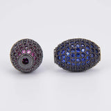 Zircon Inlay Beaded Oval Pendant for Jewelry Making