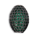 Zircon Inlay Beaded Oval Pendant for Jewelry Making
