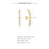 Sterling Silver Zircon Pearl Stud Earrings Ins Style