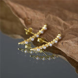 Sterling Silver Zircon Pearl Stud Earrings Ins Style