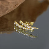 Sterling Silver Zircon Pearl Stud Earrings Ins Style