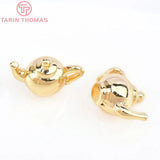 6PCS 11x14MM 24K Brass Kettle Charms Pendants DIY Jewelry Making Findings