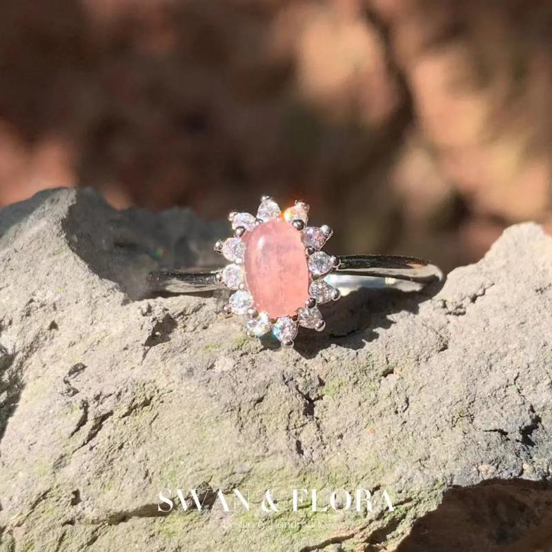 Natural Rhodochrosite Ring Adjustable Female Ring Jewelry Vintage Fine