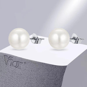 10mm Simulated Pearl Earrings Round Stud Classic Vintage Jewery