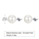 10mm Simulated Pearl Earrings Round Stud Classic Vintage Jewery
