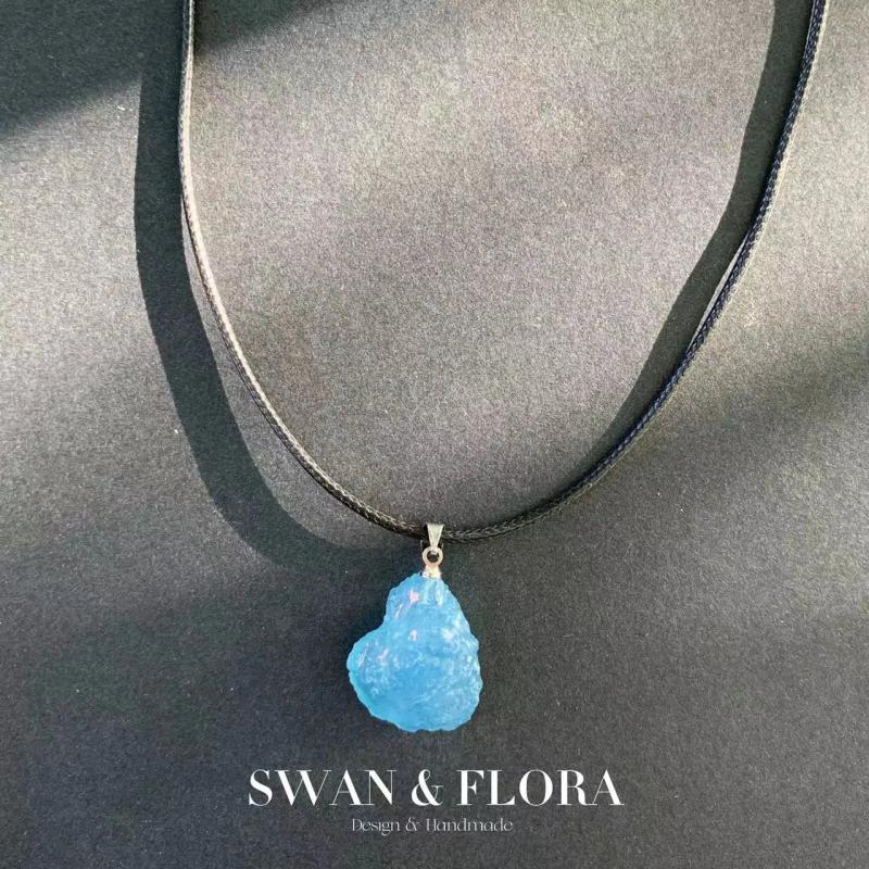 Aquamarine Pendant Necklace Rough Stones Healing Energy Gift