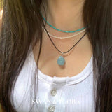 Aquamarine Pendant Necklace Rough Stones Healing Energy Gift