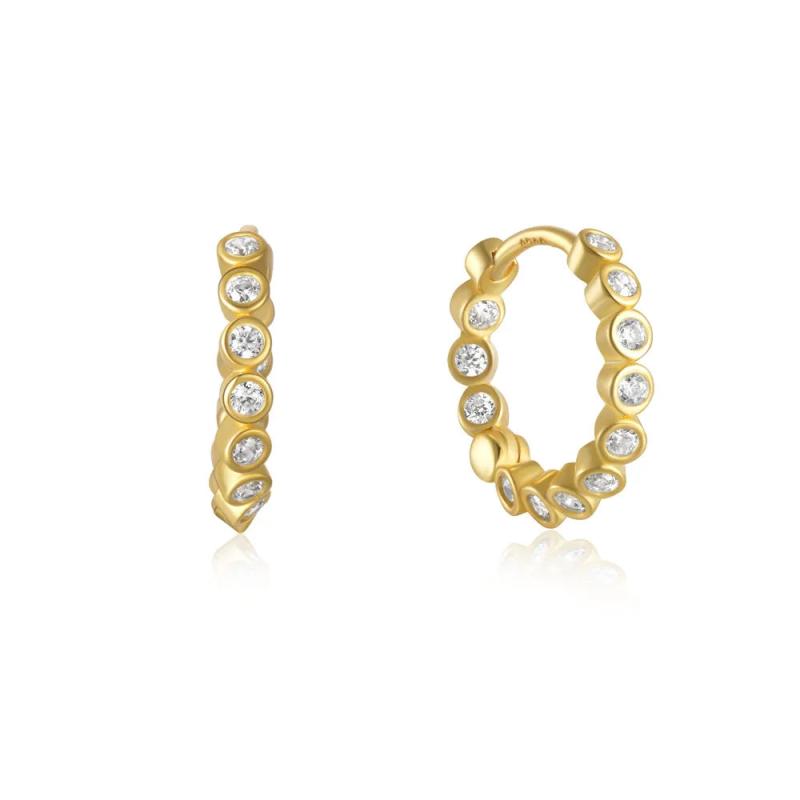 925 Silver Zircon Hoop Earrings Piercing Jewelry for Women