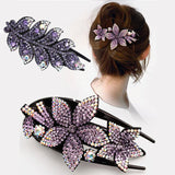 Rhinestone Hairpin Flower Leaf Hair Claws for Women
