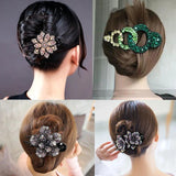 Rhinestone Hairpin Flower Leaf Hair Claws for Women