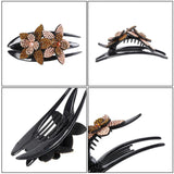 Rhinestone Hairpin Flower Leaf Hair Claws for Women