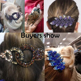 Rhinestone Hairpin Flower Leaf Hair Claws for Women