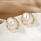 Allergy-Free Pearl Stud Earrings for Women