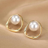 Allergy-Free Pearl Stud Earrings for Women