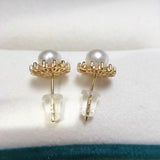 Real Freshwater Pearl Stud Earrings 925 Silver and Gold Plating Jewelry
