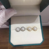 Real Freshwater Pearl Stud Earrings 925 Silver and Gold Plating Jewelry